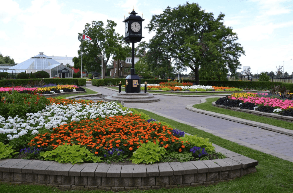 formal-garden-clock-tower-greenhouse
